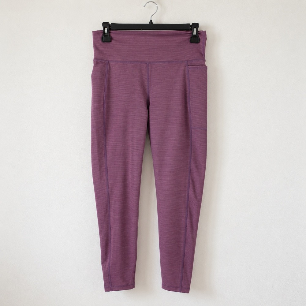 Sweaty Betty The Super Sculpt 7/8 Leggings Purple Ribbed High Waist Large 24"